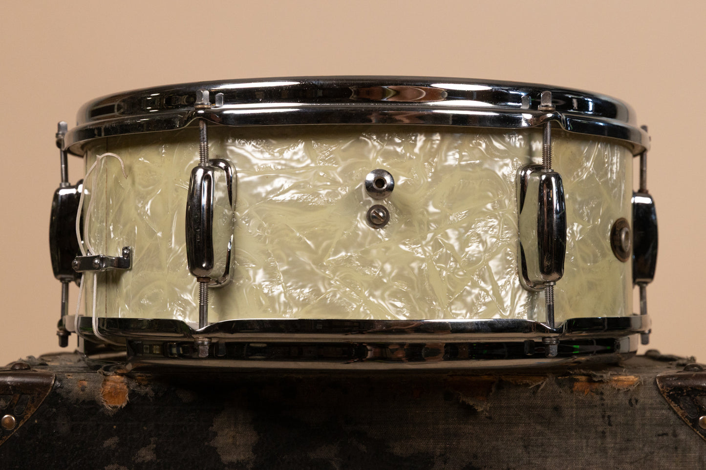 1960s Slingerland 5x14 White Marine Pearl Deluxe Student Snare Drum