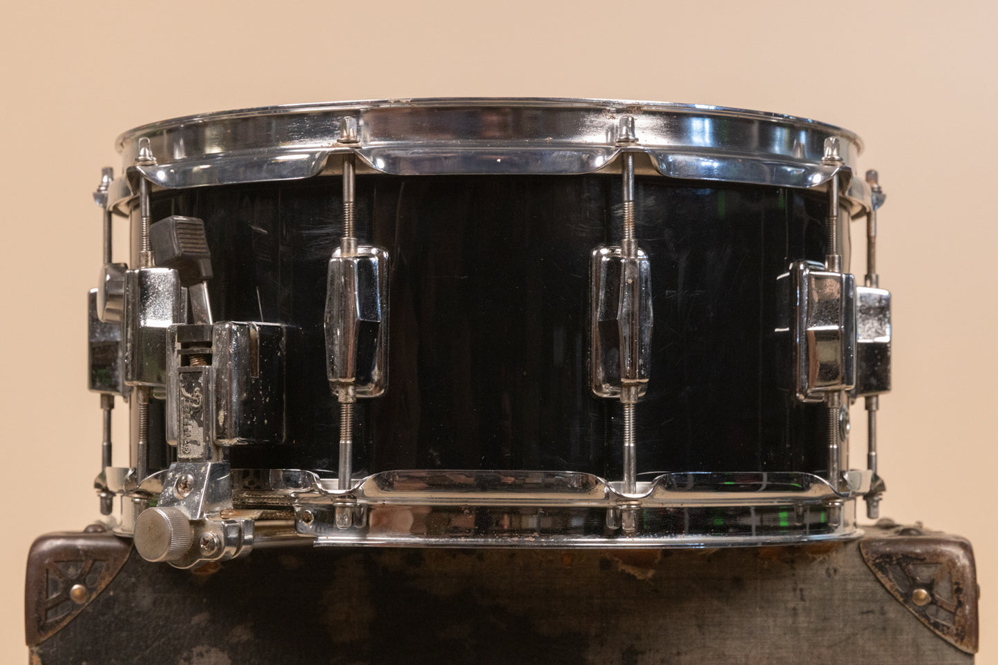 1970s Pearl 6.5x14 BC-414D Jet Black Snare Drum
