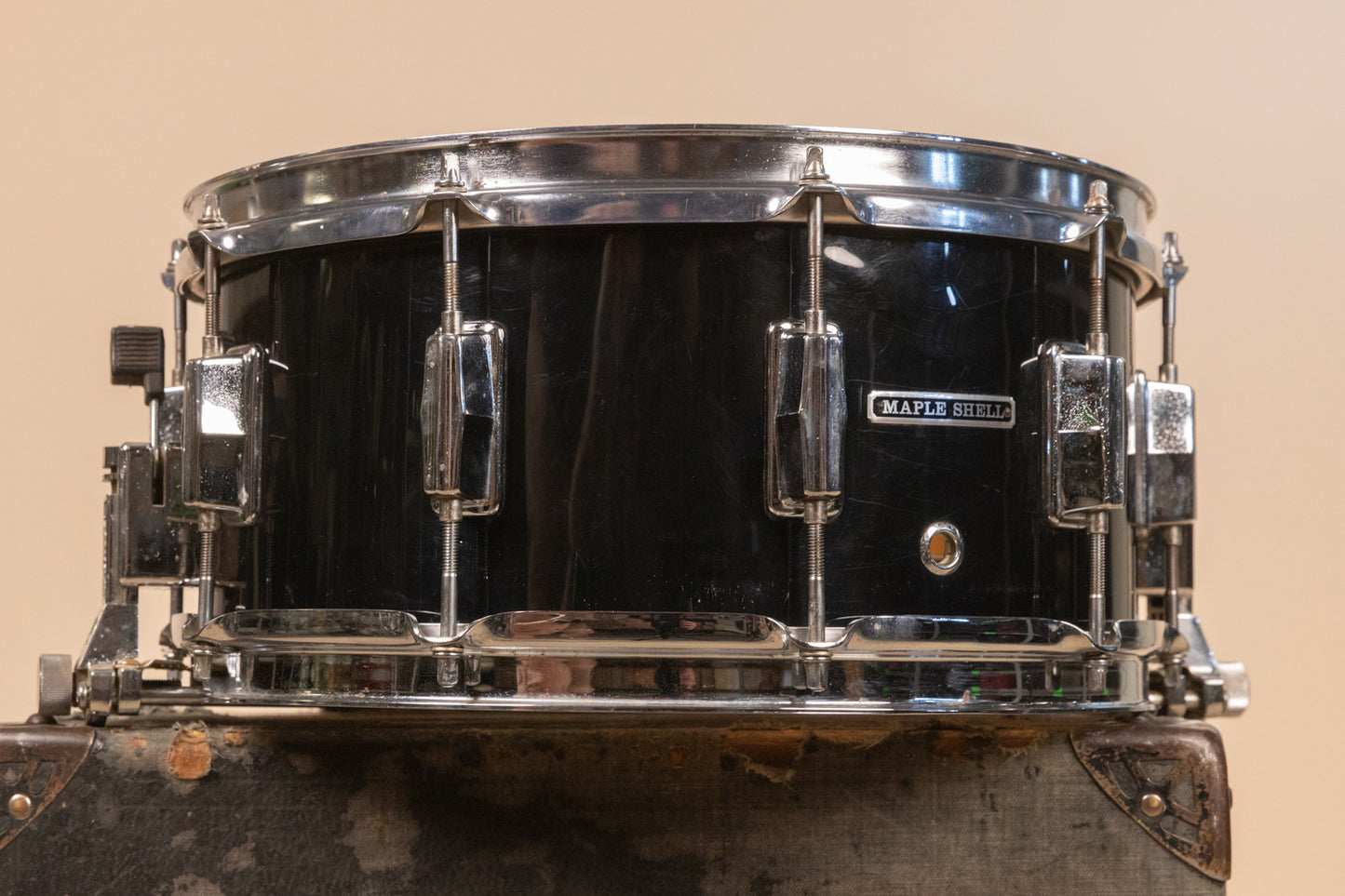 1970s Pearl 6.5x14 BC-414D Jet Black Snare Drum