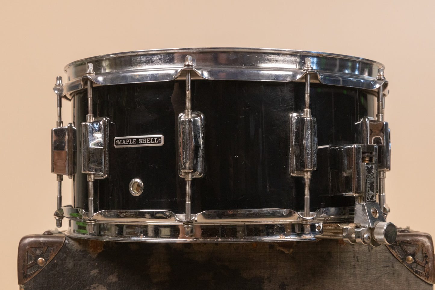 1970s Pearl 6.5x14 BC-414D Jet Black Snare Drum