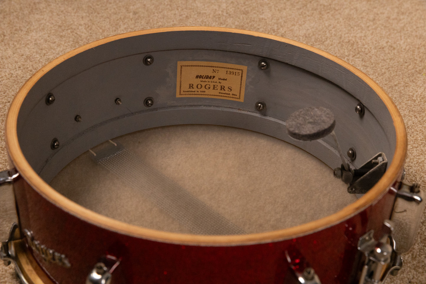 1960 Rogers 5x14 Sparkling Red Pearl Holiday Snare Drum