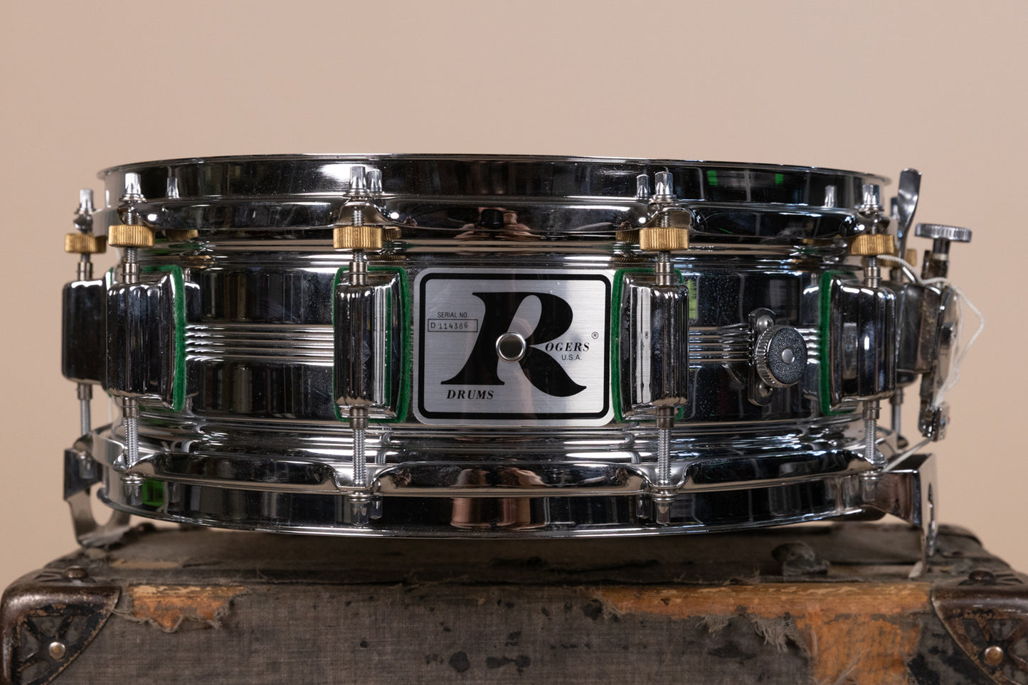 Vintage Rogers 5x14 Big R "Green Felt" Dynasonic Snare Drum