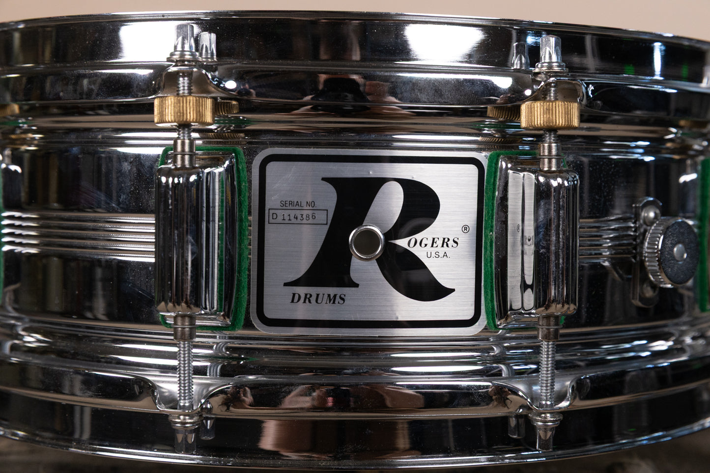 Vintage Rogers 5x14 Big R "Green Felt" Dynasonic Snare Drum
