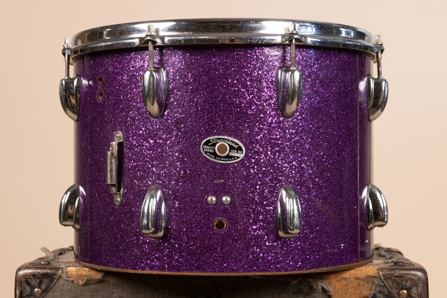 1970s Slingerland 10x14 "Haskell W. Harr" Sparkling Purple Pearl Parade Drum