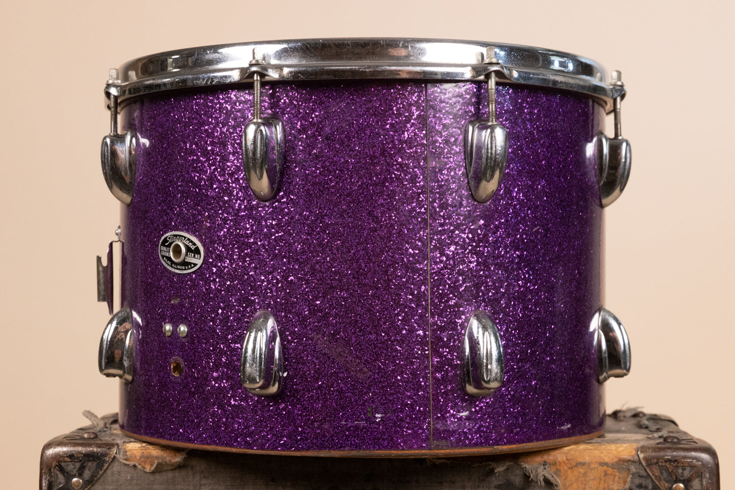 1970s Slingerland 10x14 "Haskell W. Harr" Sparkling Purple Pearl Parade Drum