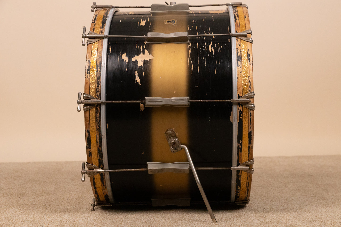 Vintage Ludwig 14x22 Black and Gold Duco Bass Drum