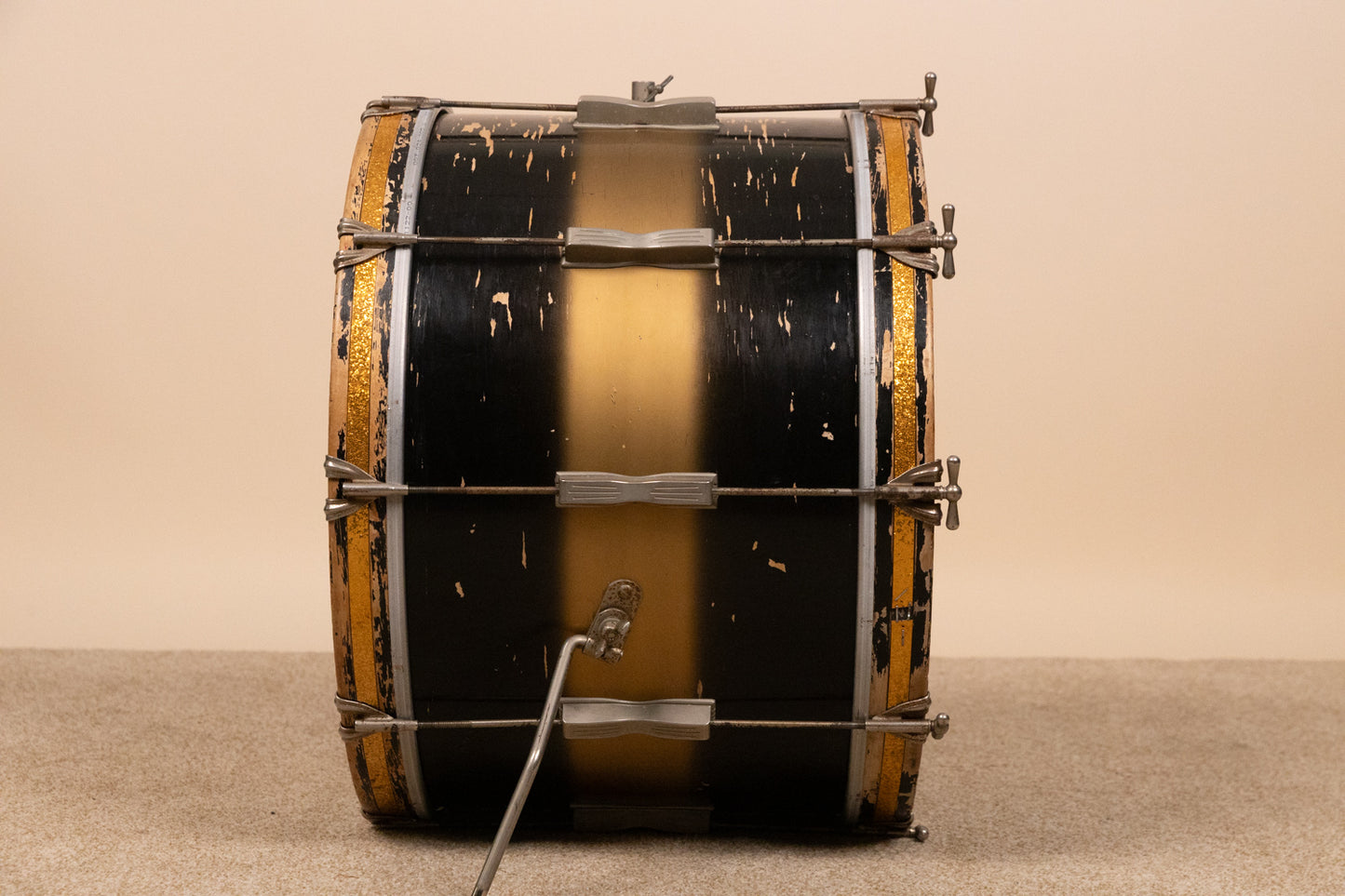 Vintage Ludwig 14x22 Black and Gold Duco Bass Drum