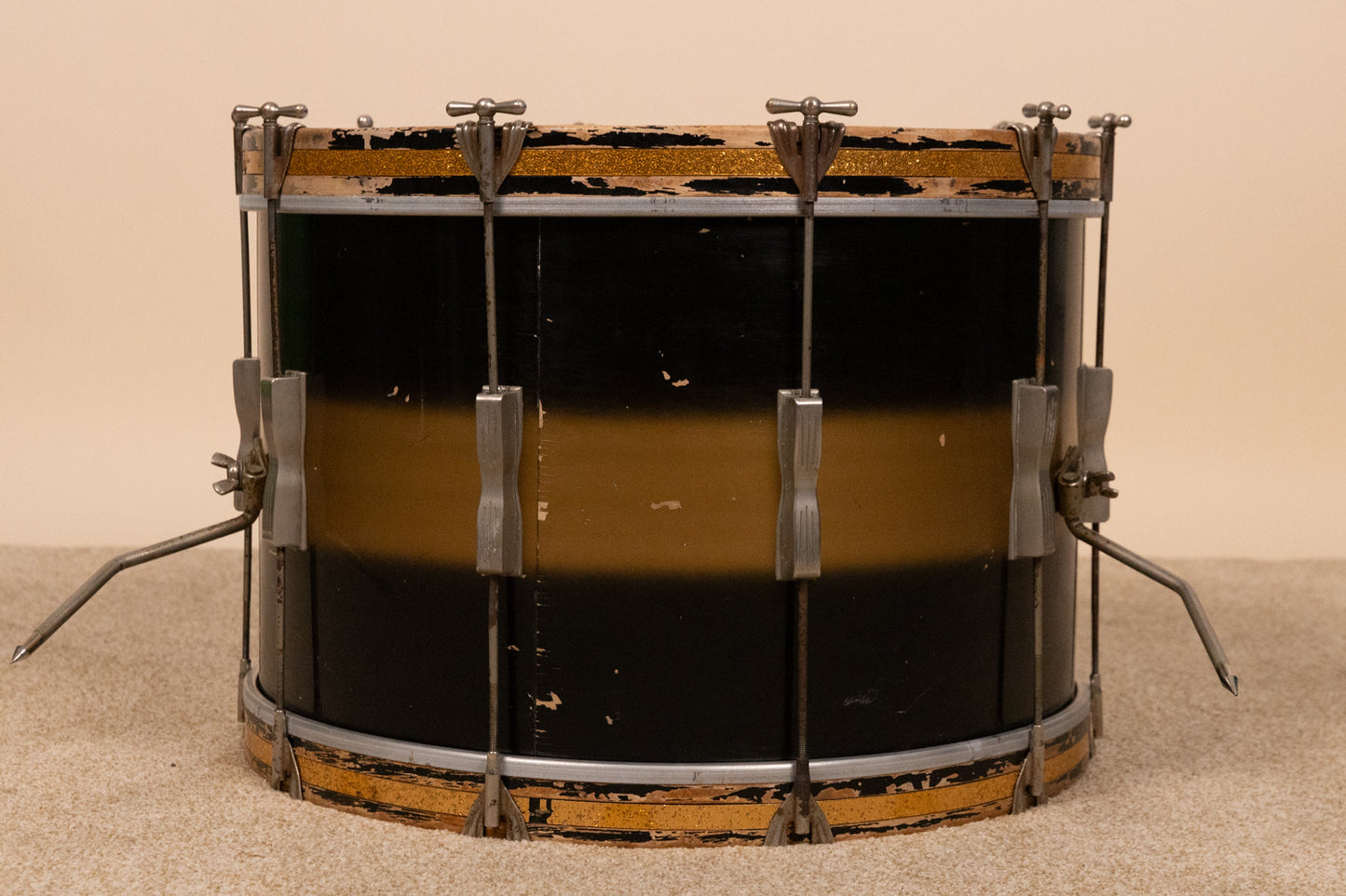 Vintage Ludwig 14x22 Black and Gold Duco Bass Drum