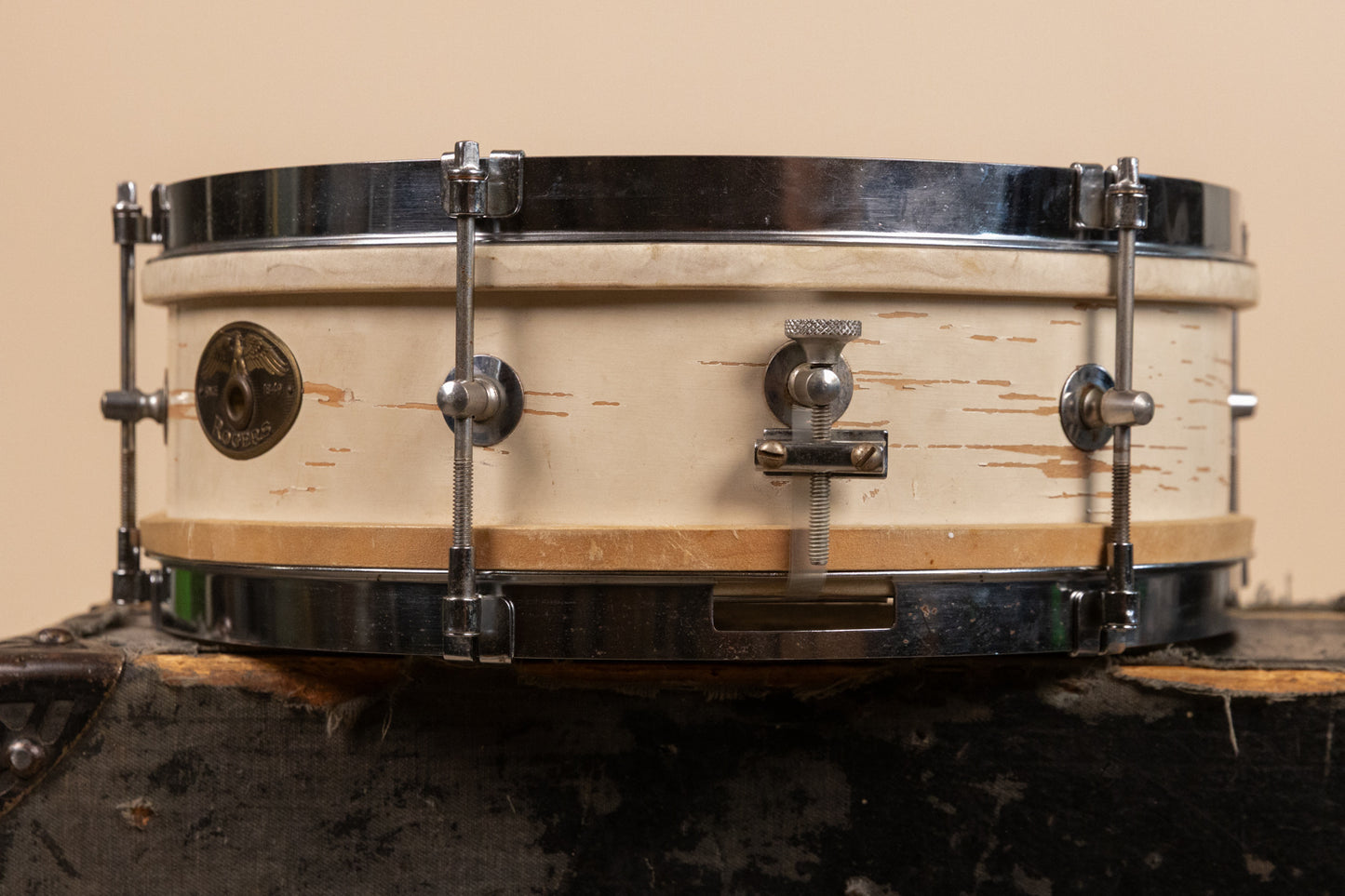 1950s Rogers 3x13 Classmate White Lacquer Snare Drum