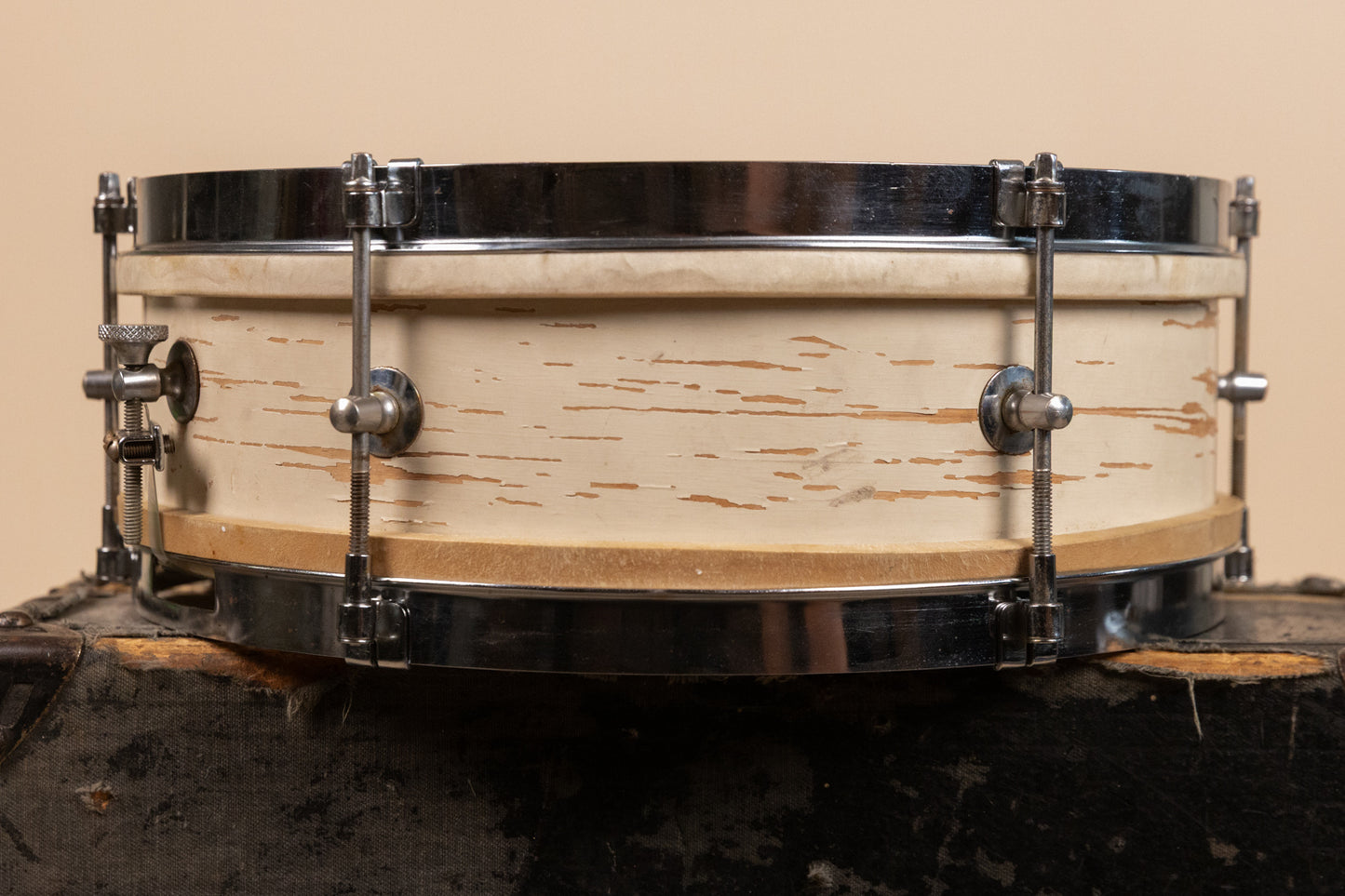1950s Rogers 3x13 Classmate White Lacquer Snare Drum