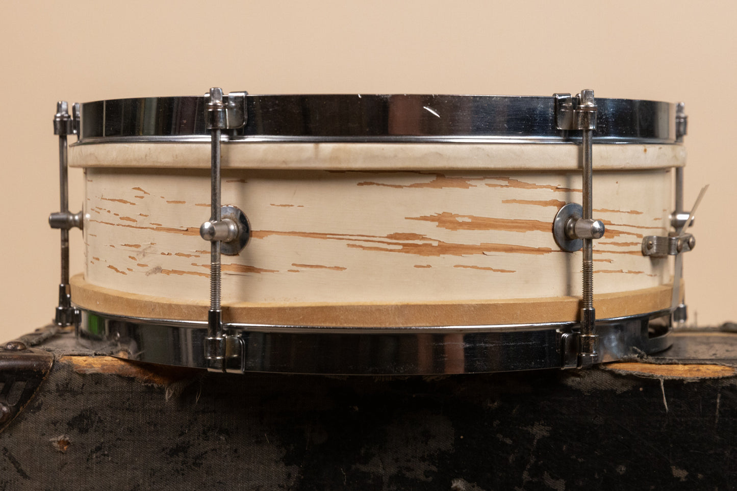 1950s Rogers 3x13 Classmate White Lacquer Snare Drum