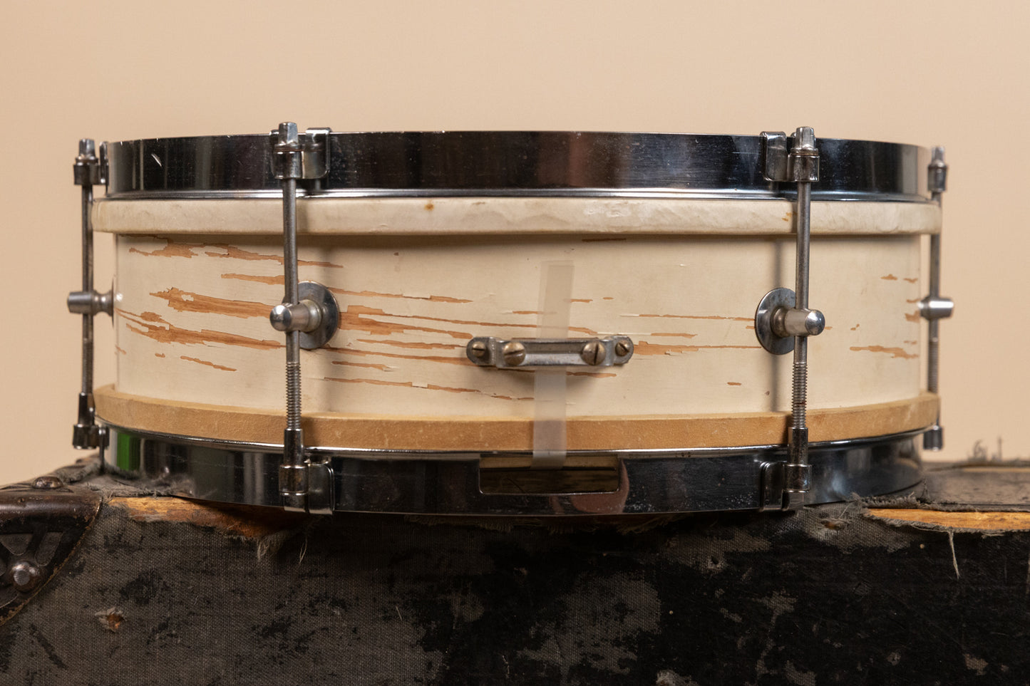 1950s Rogers 3x13 Classmate White Lacquer Snare Drum