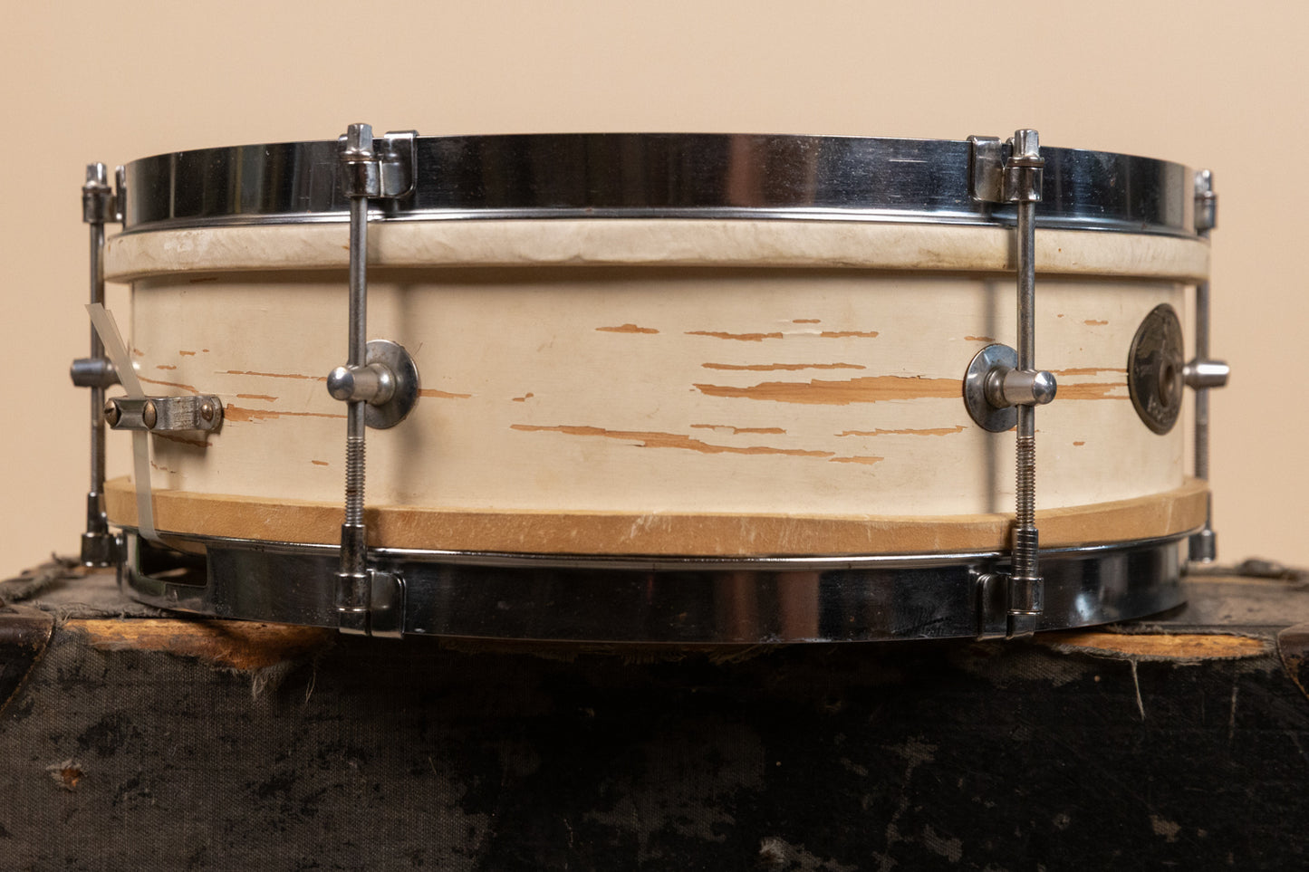 1950s Rogers 3x13 Classmate White Lacquer Snare Drum