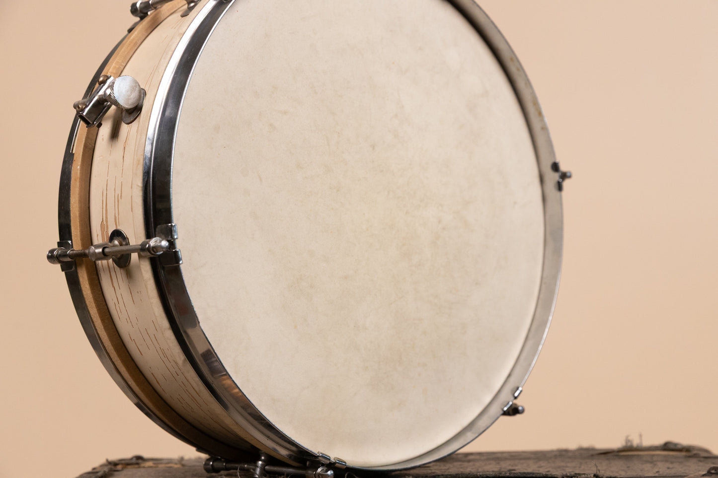 1950s Rogers 3x13 Classmate White Lacquer Snare Drum