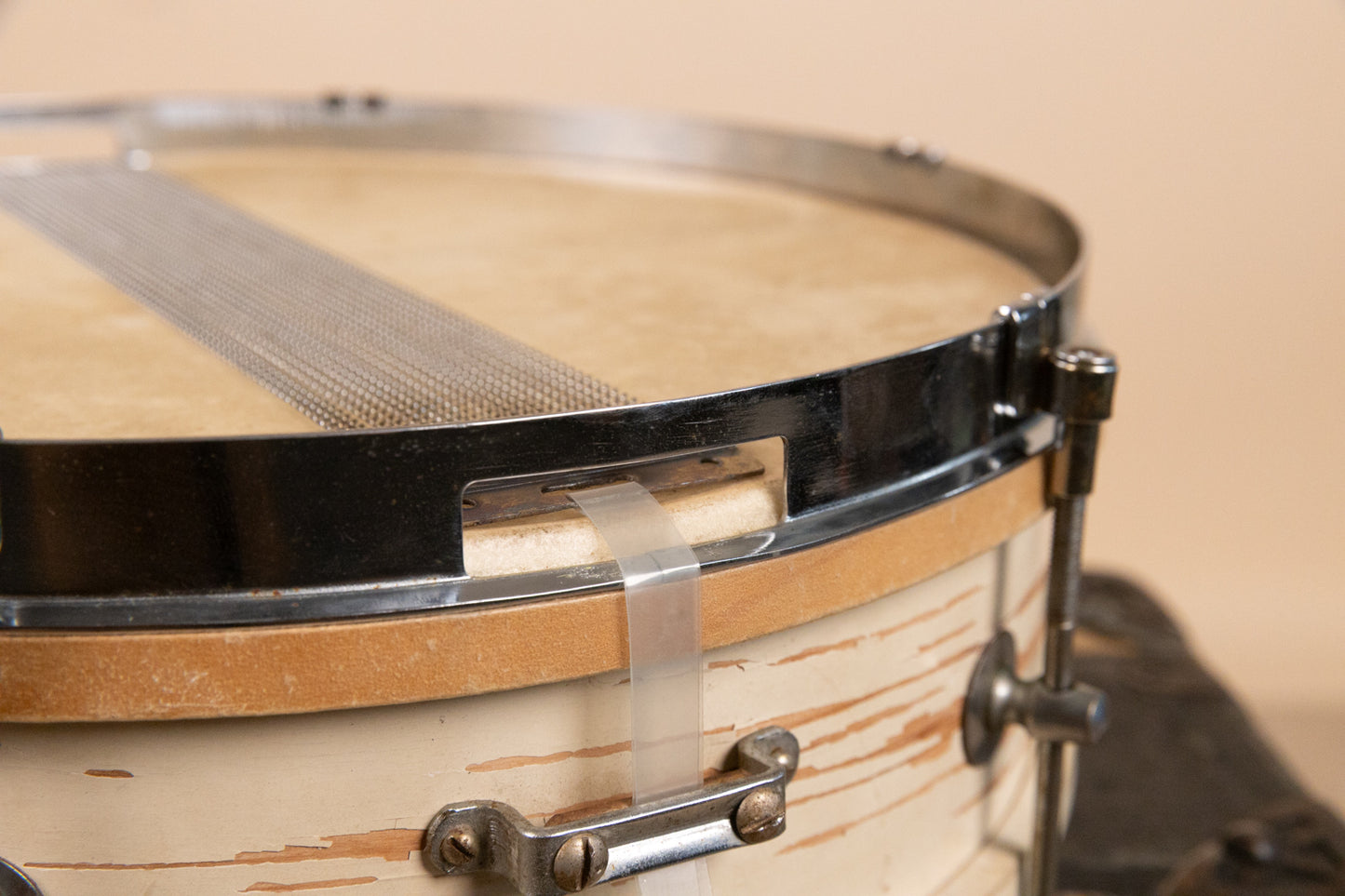 1950s Rogers 3x13 Classmate White Lacquer Snare Drum
