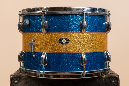 1970s Slingerland 12x15 Blue and Gold Tri Band Tom