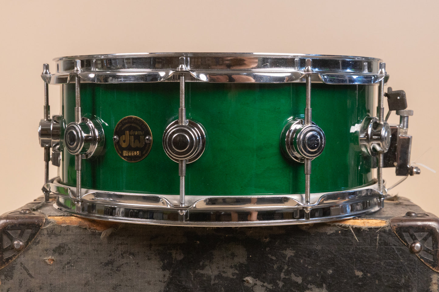 1990s DW 5.5x14 Emerald Green Lacquer Snare Drum