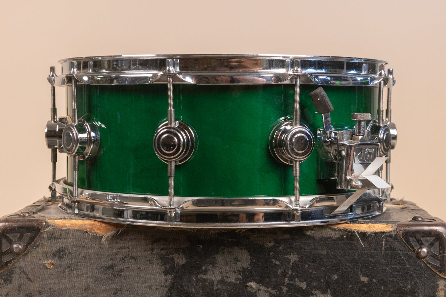 1990s DW 5.5x14 Emerald Green Lacquer Snare Drum