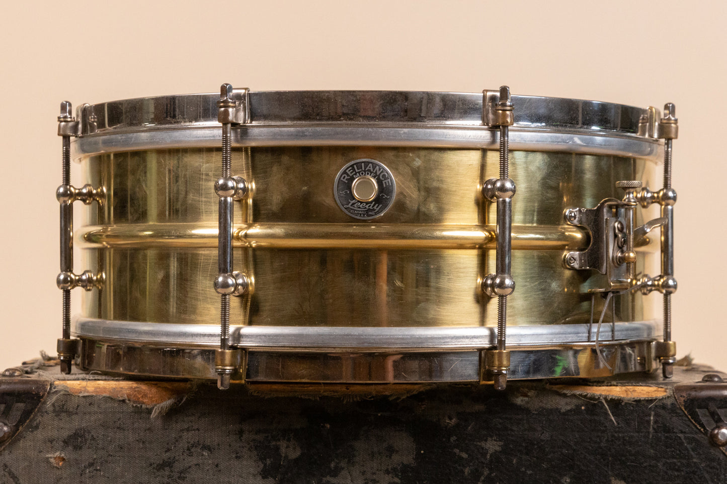 1930s Leedy 5x14 Polished Brass Reliance Snare Drum