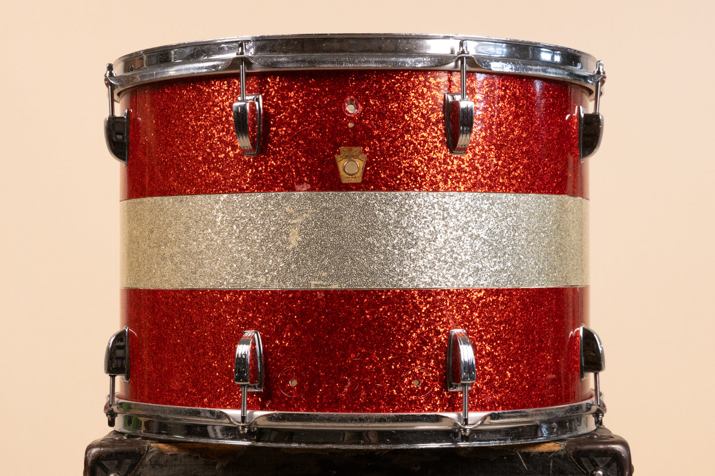 1960s Ludwig 12x17" Red and Silver Tri Band Drum