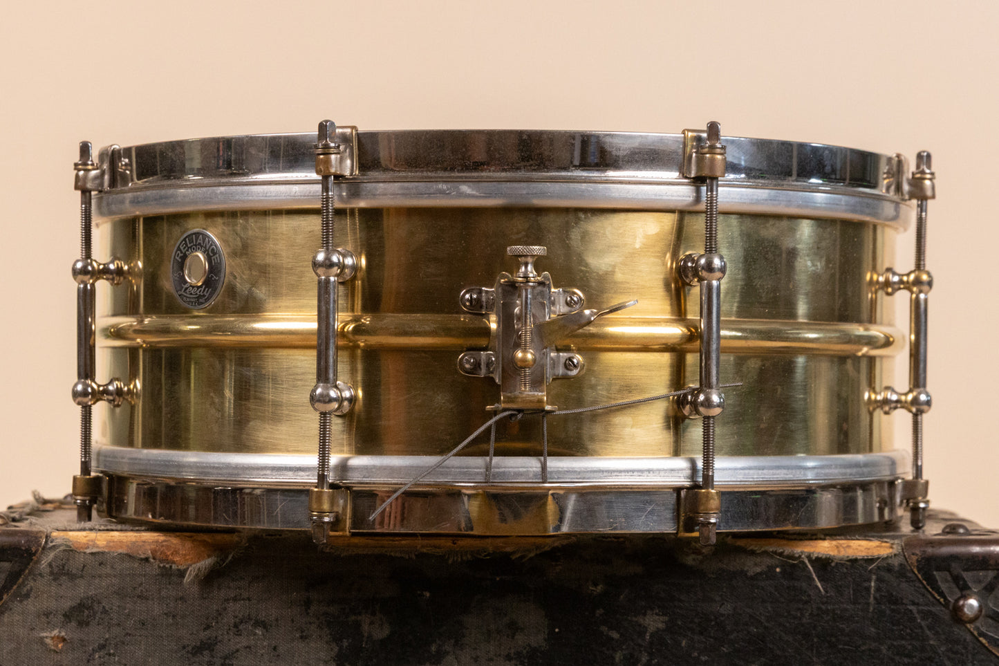 1930s Leedy 5x14 Polished Brass Reliance Snare Drum