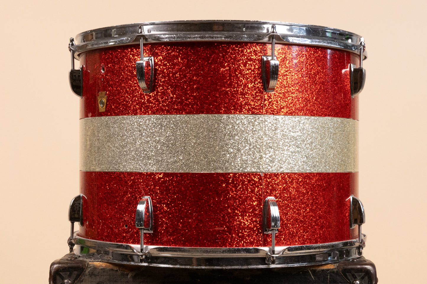 1960s Ludwig 12x17" Red and Silver Tri Band Drum