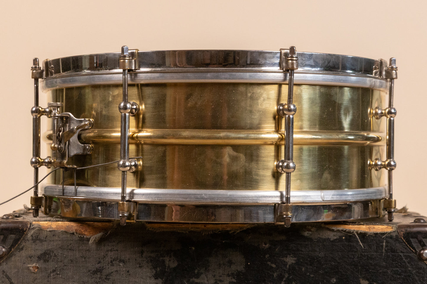 1930s Leedy 5x14 Polished Brass Reliance Snare Drum
