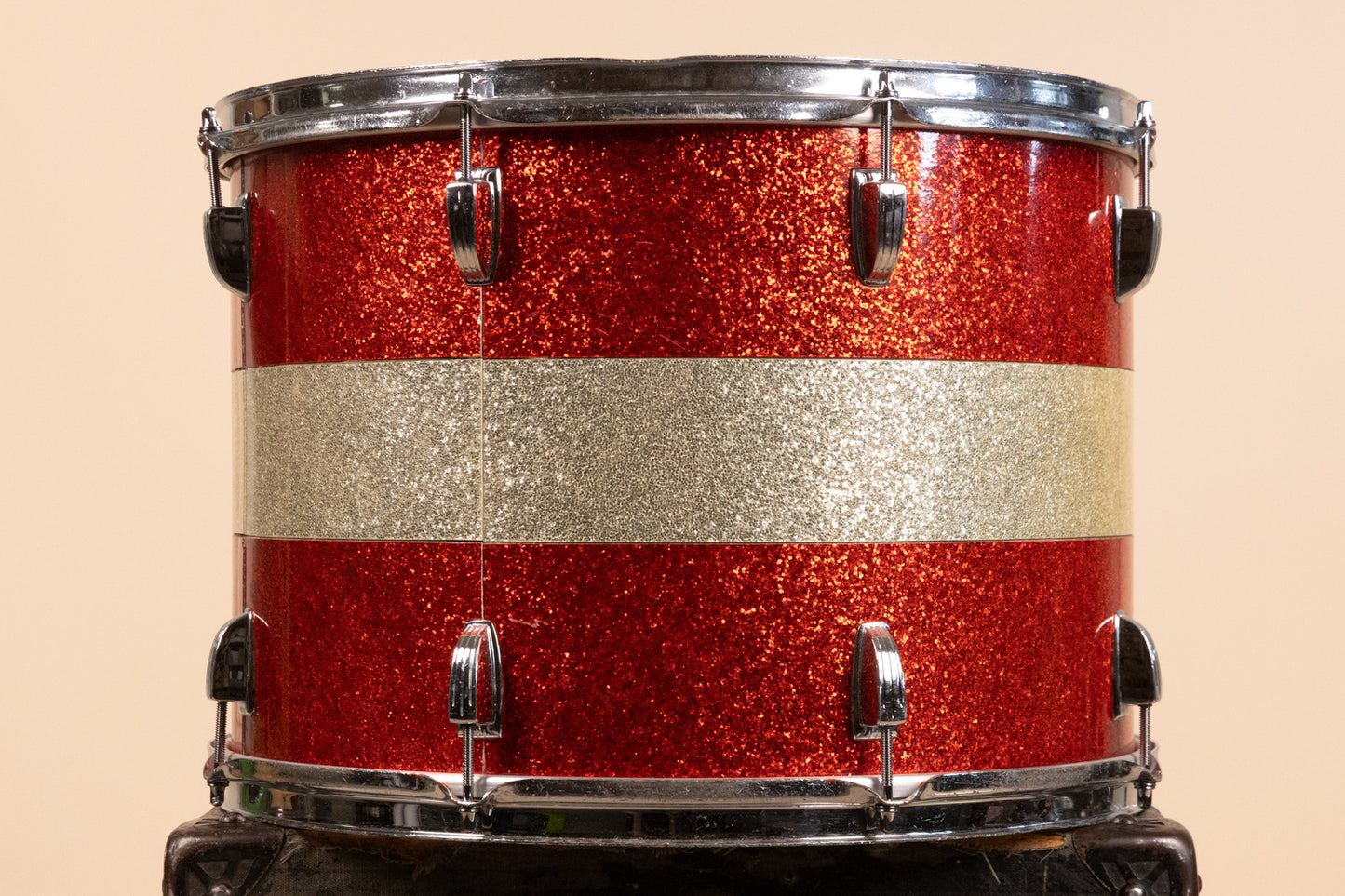 1960s Ludwig 12x17" Red and Silver Tri Band Drum