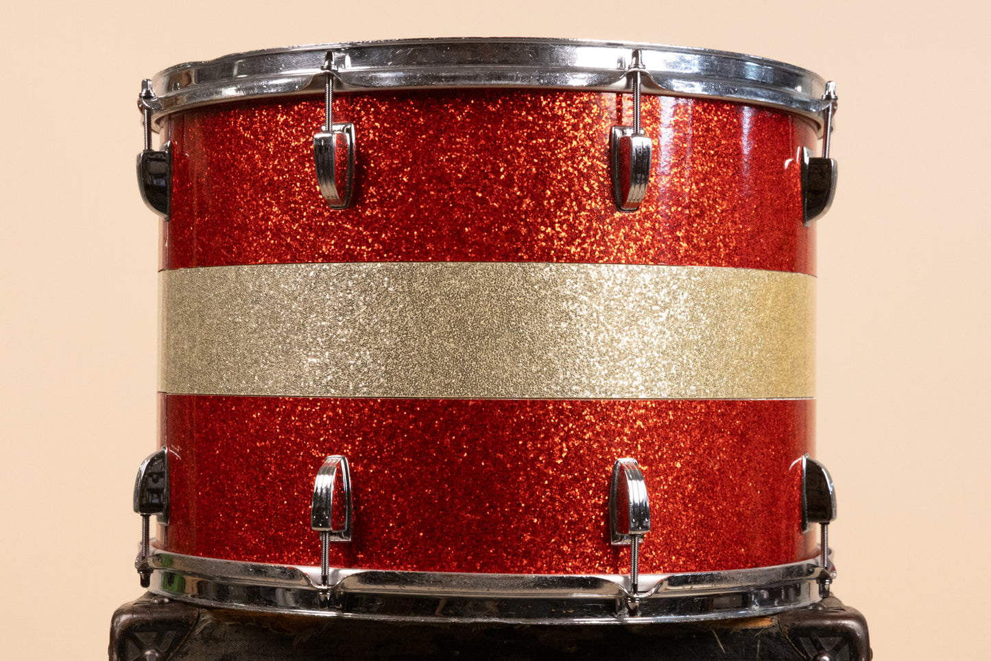 1960s Ludwig 12x17" Red and Silver Tri Band Drum