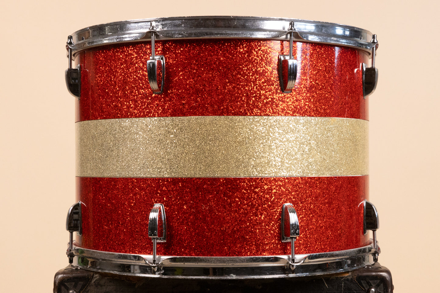 1960s Ludwig 12x17" Red and Silver Tri Band Drum