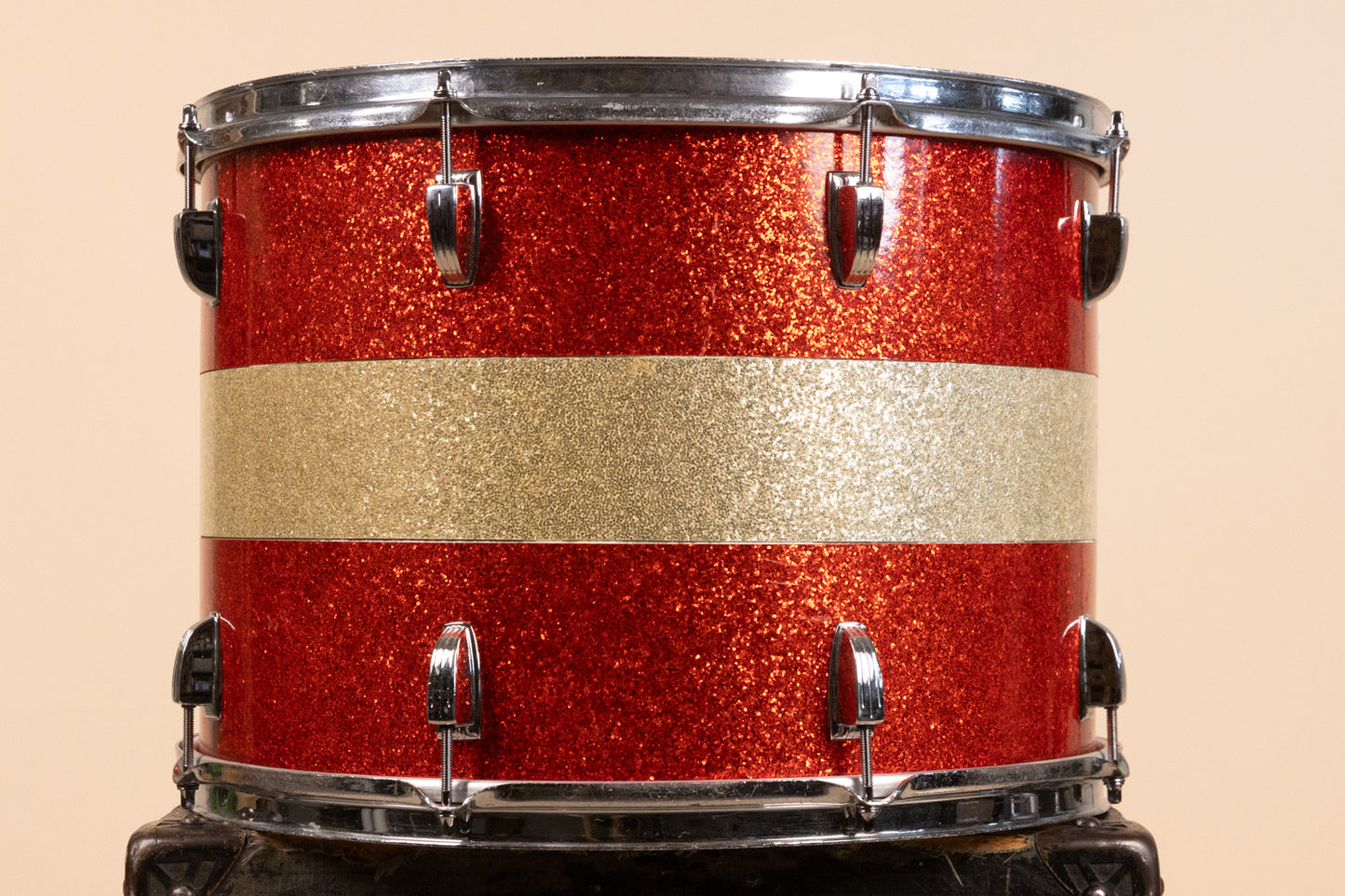 1960s Ludwig 12x17" Red and Silver Tri Band Drum
