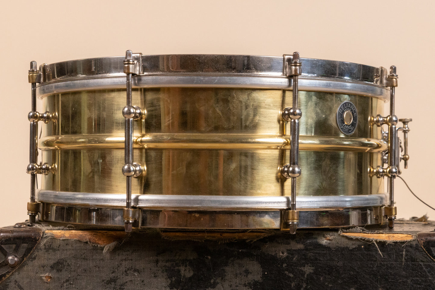 1930s Leedy 5x14 Polished Brass Reliance Snare Drum