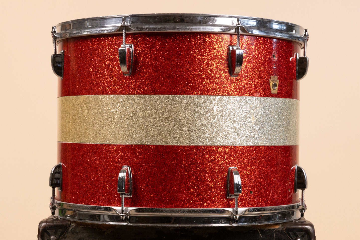 1960s Ludwig 12x17" Red and Silver Tri Band Drum