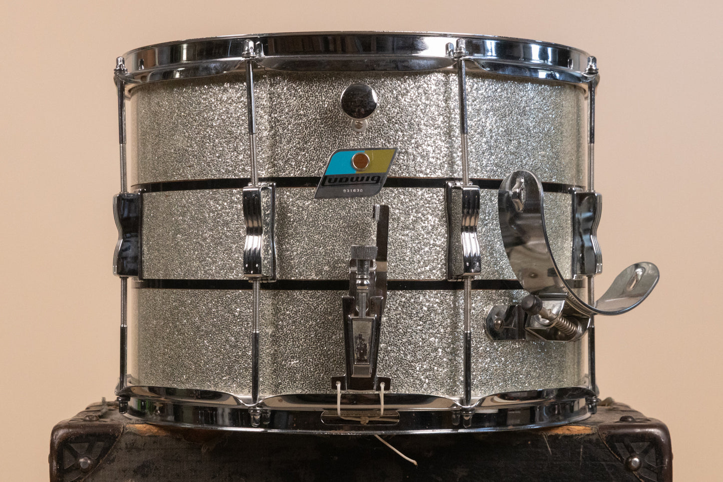 1972 Ludwig 10x14 Silver and Black Parade Master Snare Drum