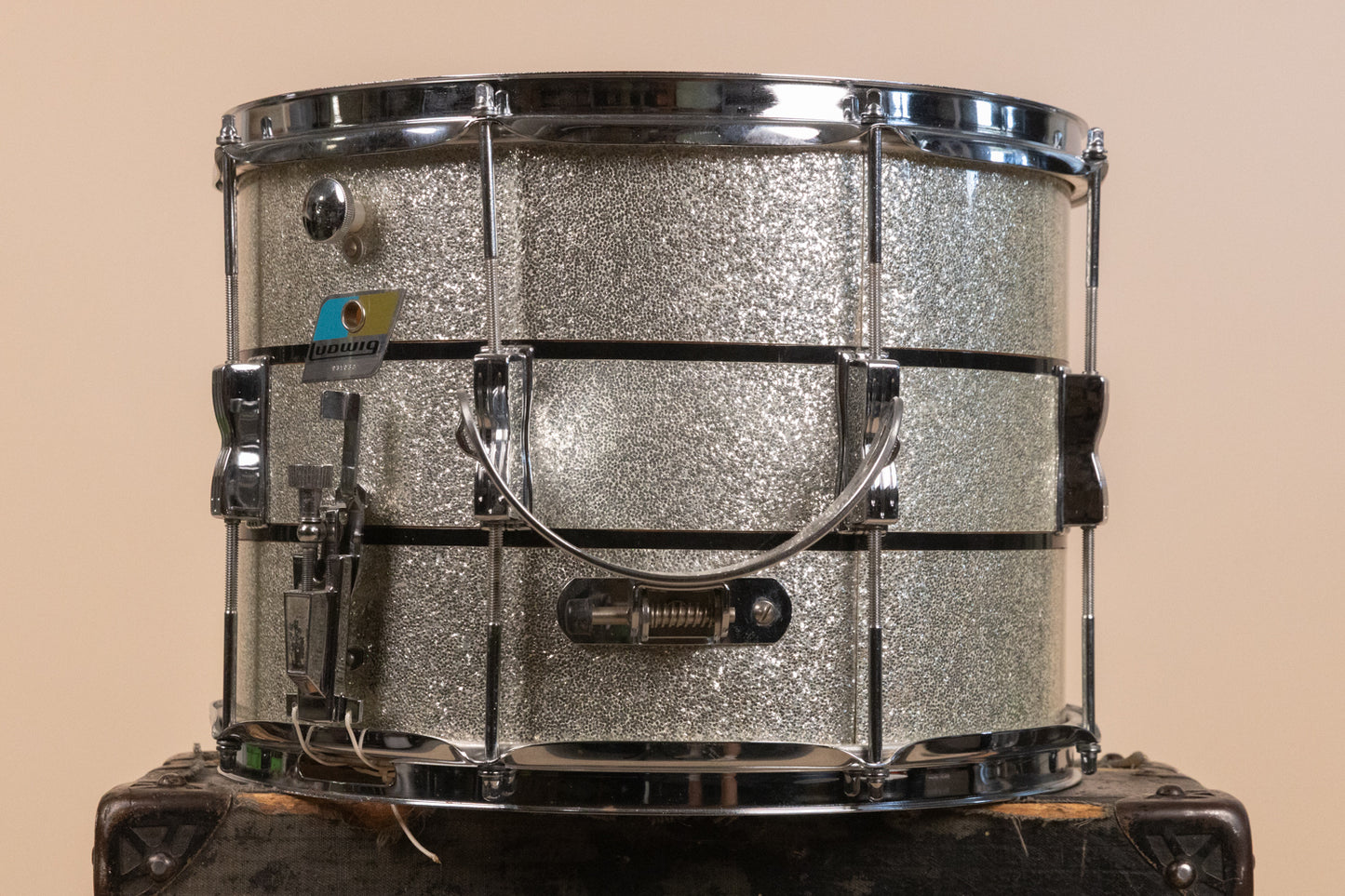 1972 Ludwig 10x14 Silver and Black Parade Master Snare Drum