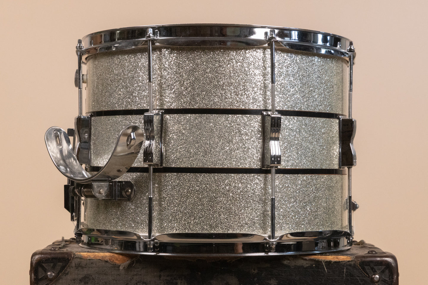 1972 Ludwig 10x14 Silver and Black Parade Master Snare Drum