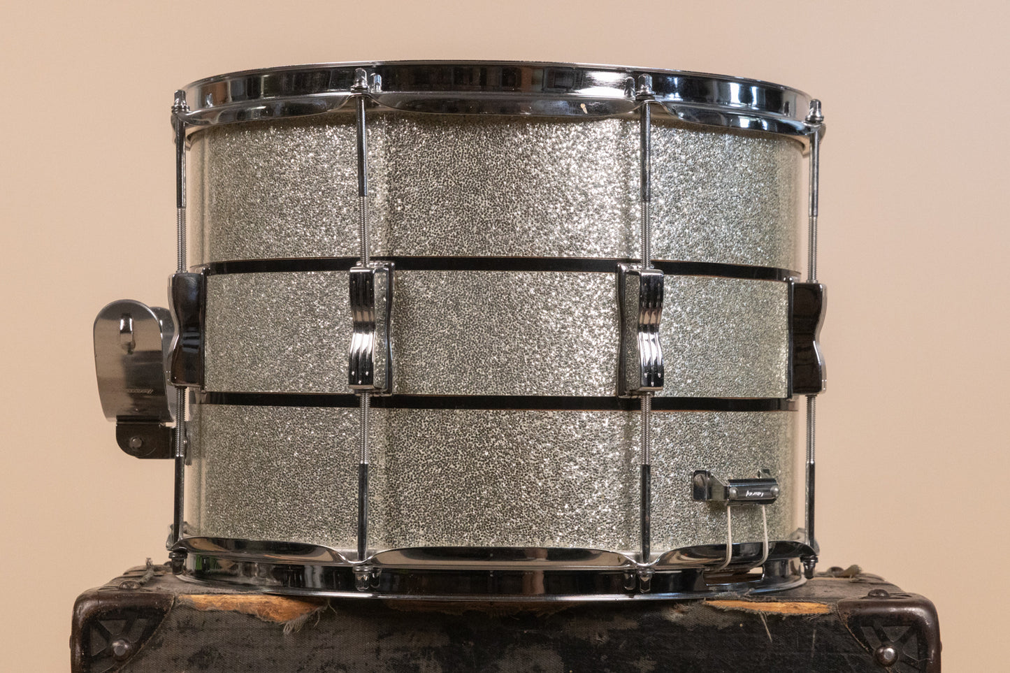 1972 Ludwig 10x14 Silver and Black Parade Master Snare Drum