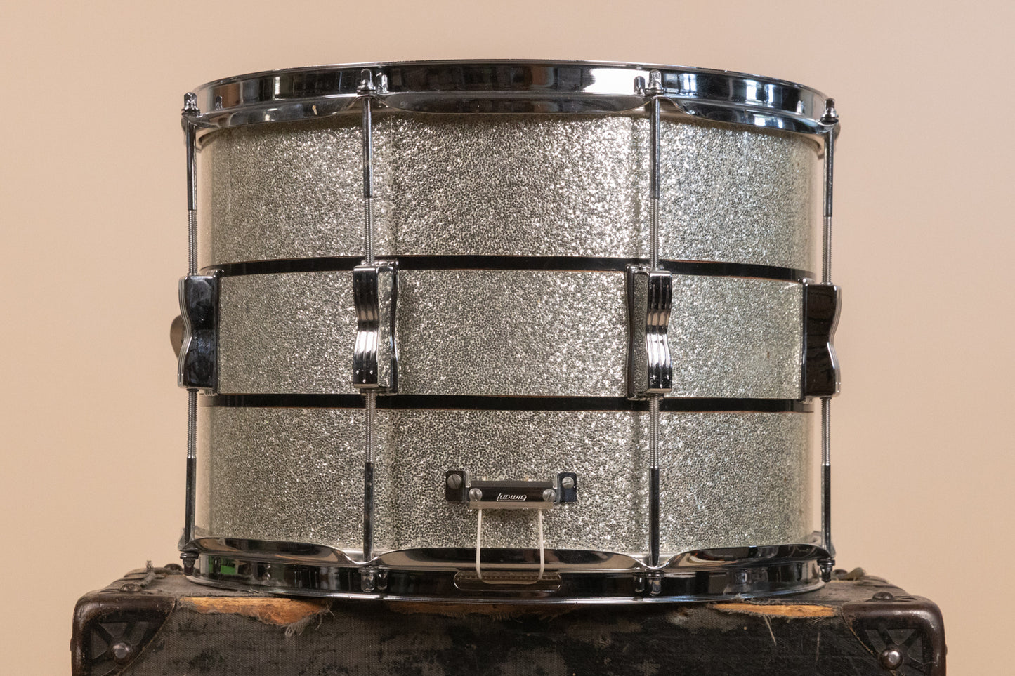 1972 Ludwig 10x14 Silver and Black Parade Master Snare Drum