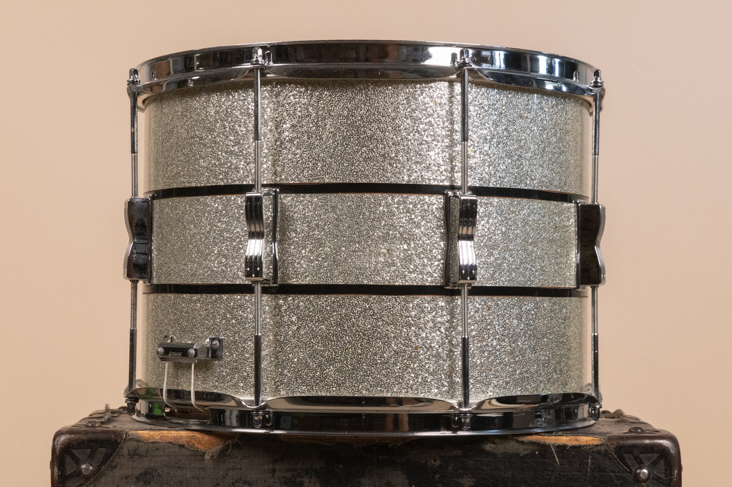 1972 Ludwig 10x14 Silver and Black Parade Master Snare Drum