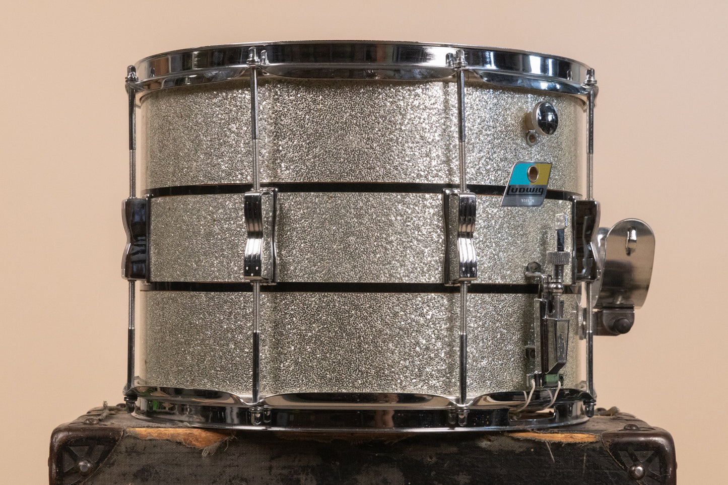 1972 Ludwig 10x14 Silver and Black Parade Master Snare Drum