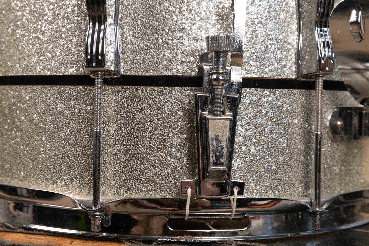 1972 Ludwig 10x14 Silver and Black Parade Master Snare Drum