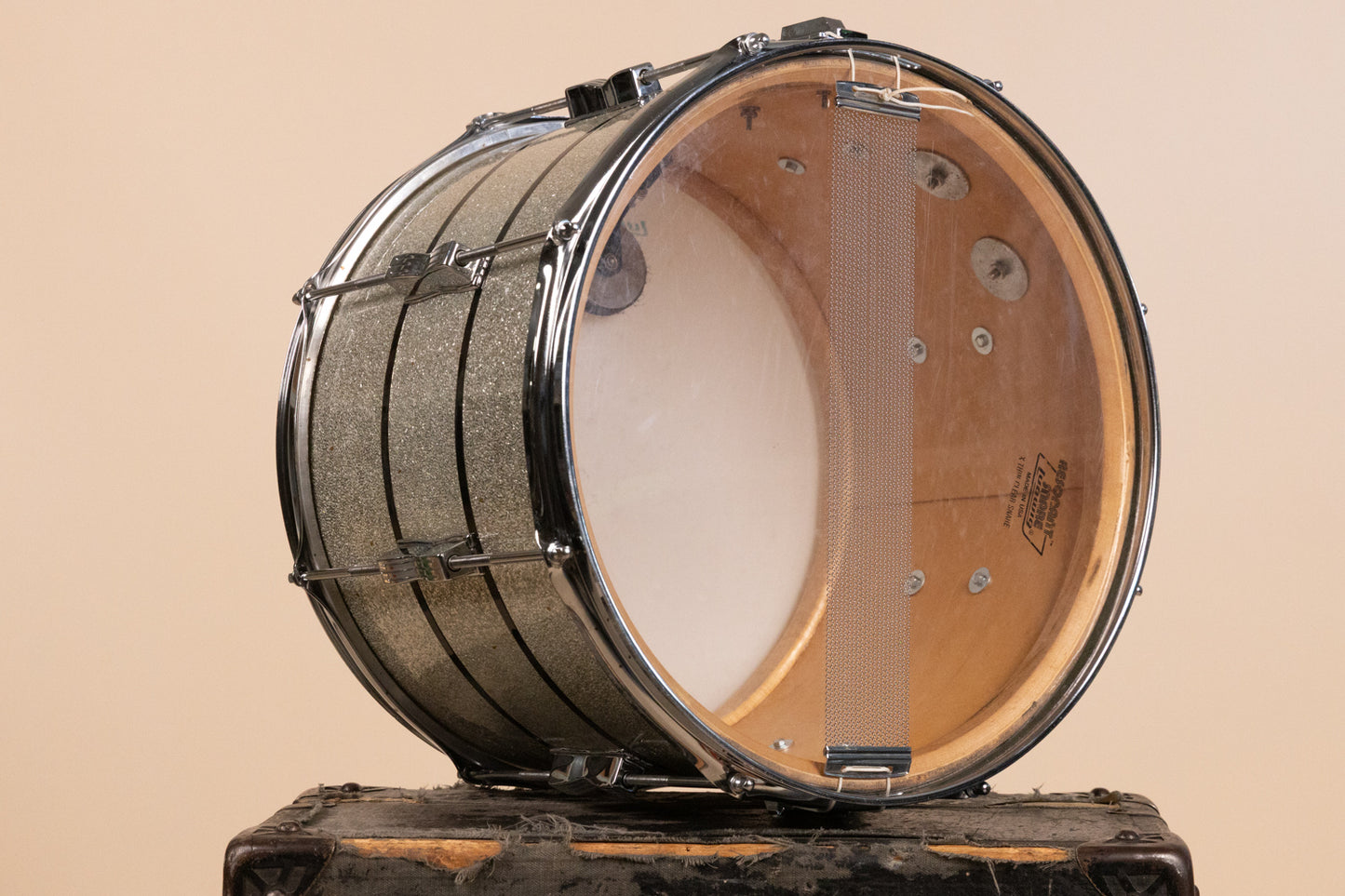 1972 Ludwig 10x14 Silver and Black Parade Master Snare Drum