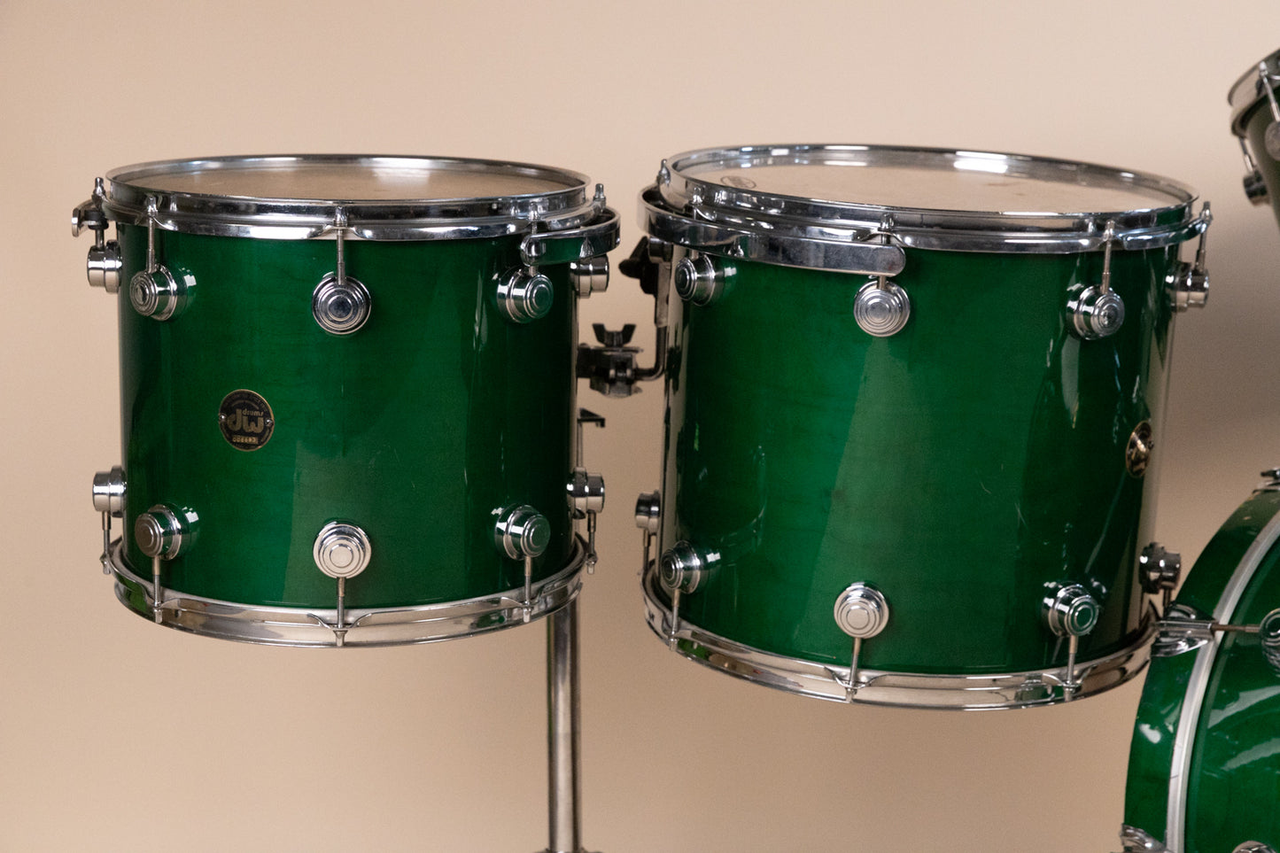 1990s DW Emerald Green Lacquer Drum Set