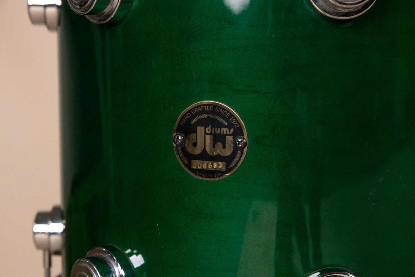 1990s DW Emerald Green Lacquer Drum Set