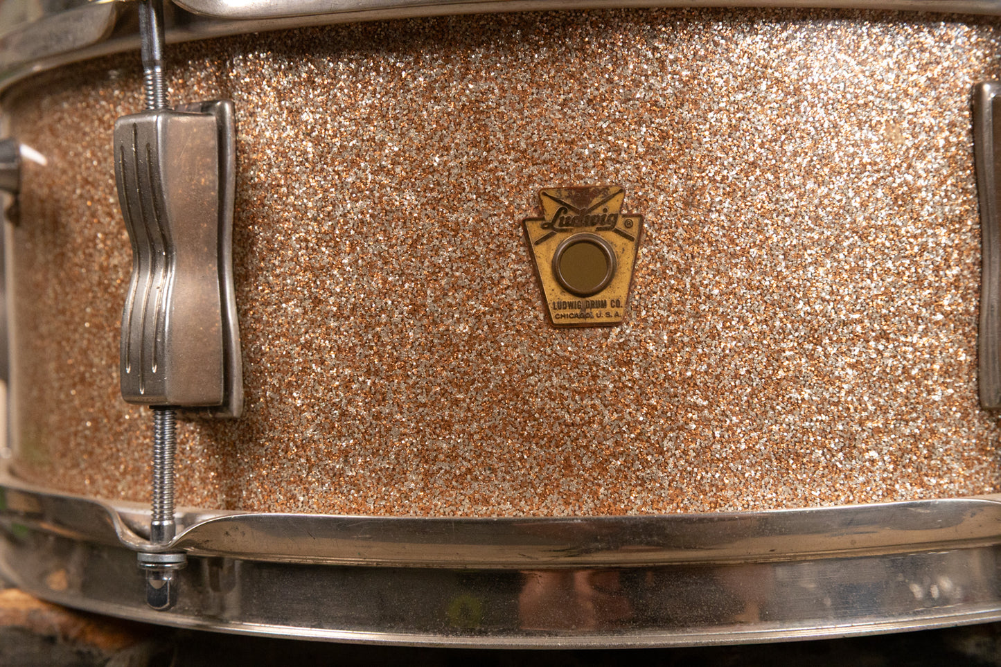 1965 Ludwig 5x14 Champagne Sparkle Pioneer Snare Drum