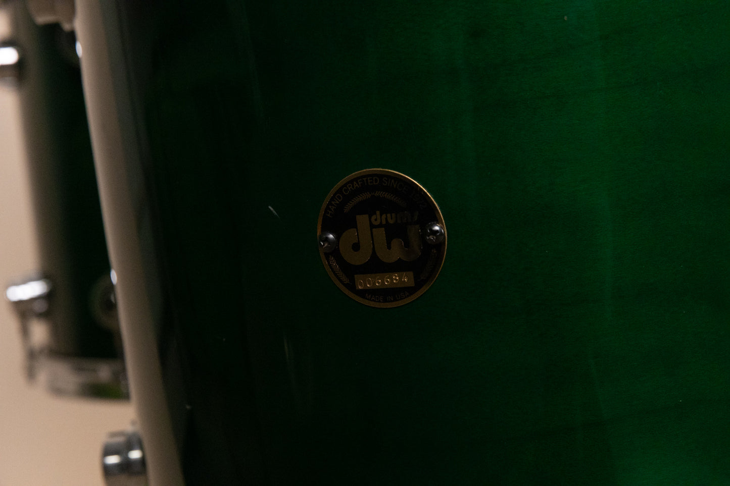 1990s DW Emerald Green Lacquer Drum Set