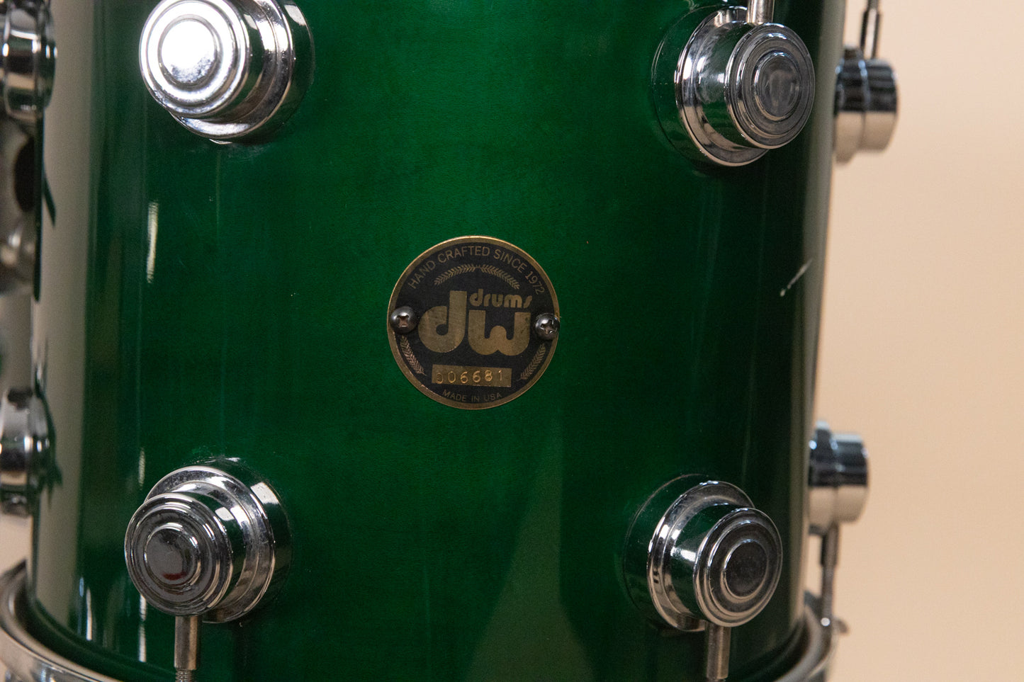 1990s DW Emerald Green Lacquer Drum Set