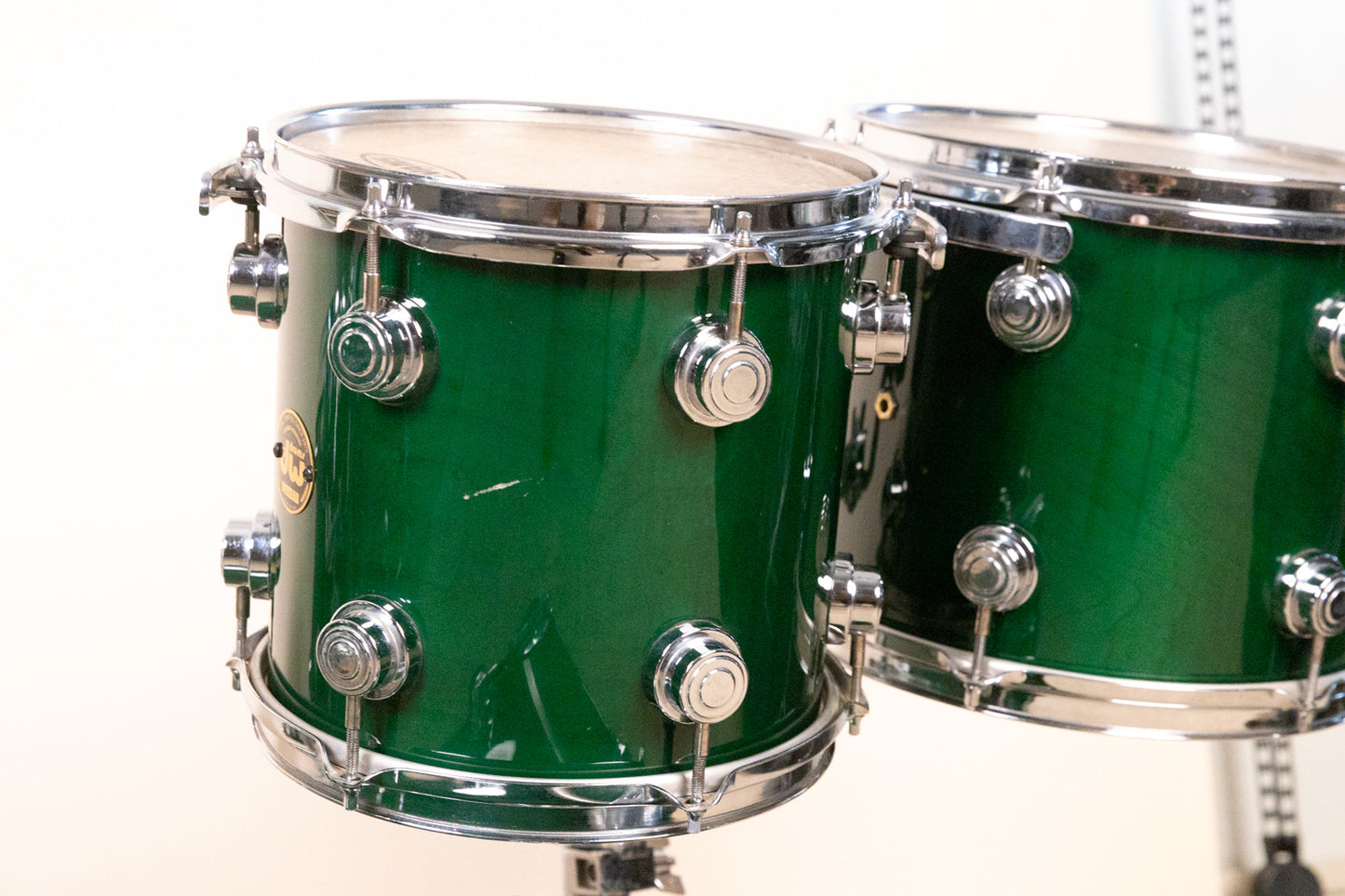 1990s DW Emerald Green Lacquer Drum Set
