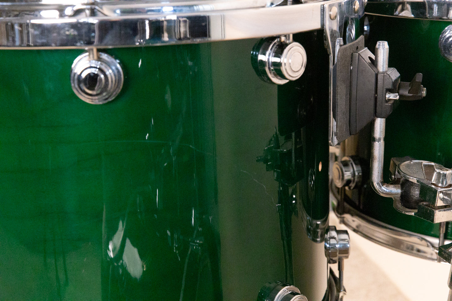 1990s DW Emerald Green Lacquer Drum Set