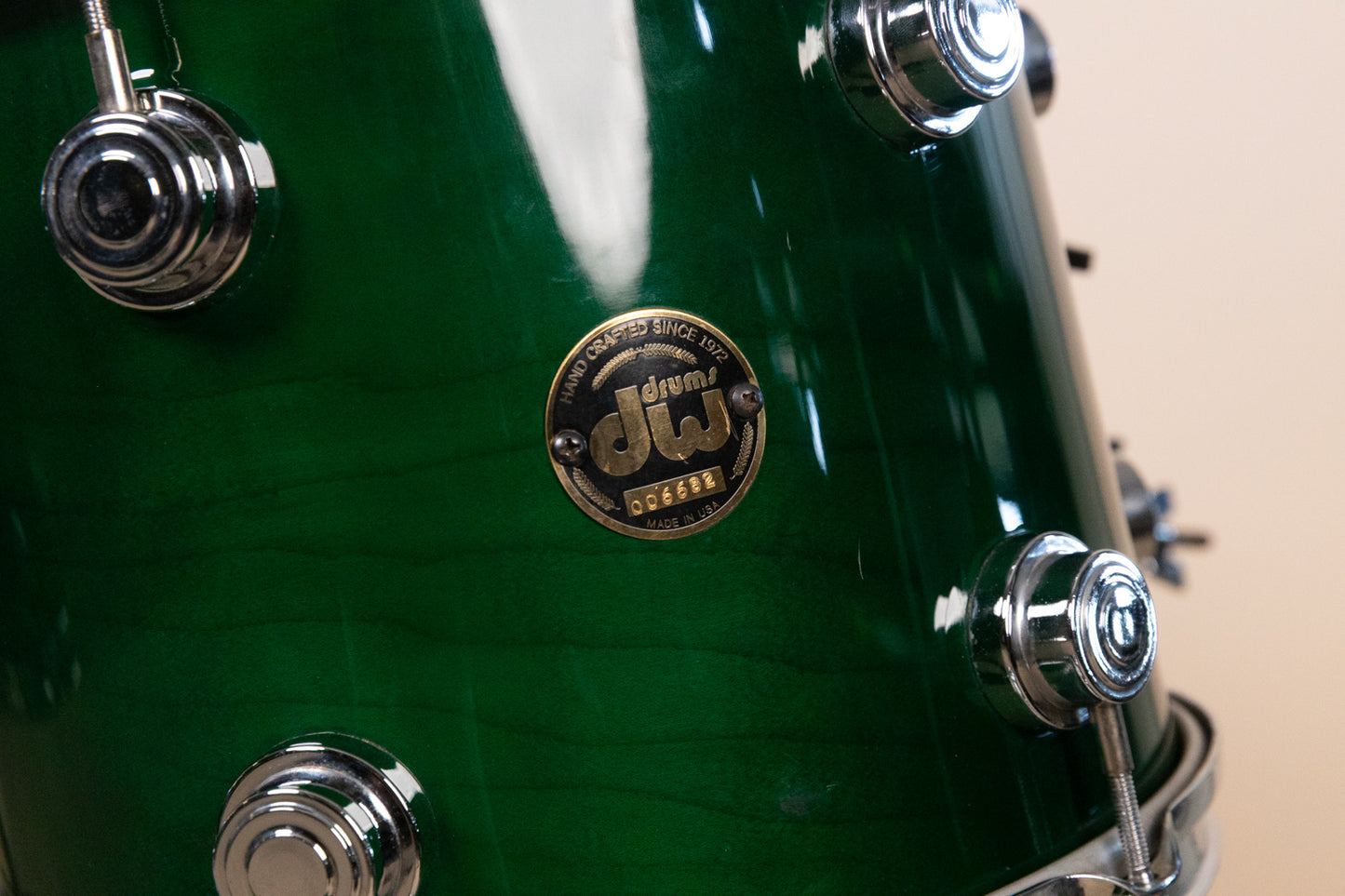 1990s DW Emerald Green Lacquer Drum Set